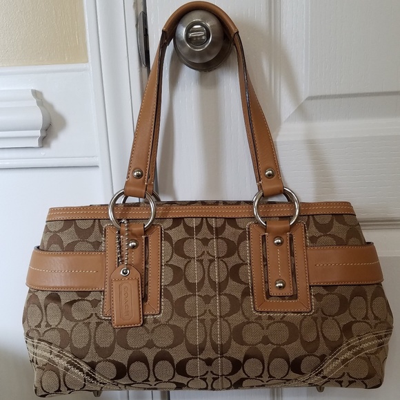 Authentic Coach Soho Signature Khaki Belted Purse - Picture 2 of 9